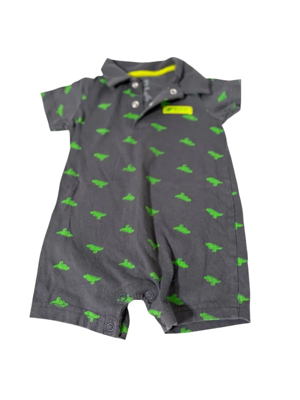Child Of Mine Carters Boys Infant Baby Size 3 6 months Gray Green Romper 1 piece